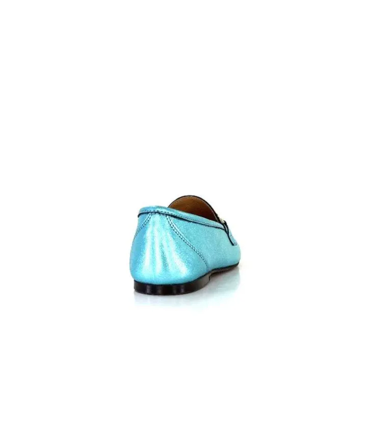 Ivoire0209b Ivoire 12588 Cuir Metal Azul*Femme Mocassins