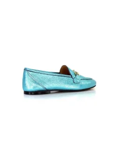 Ivoire0209b Ivoire 12588 Cuir Metal Azul*Femme Mocassins
