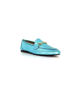 Ivoire0209b Ivoire 12588 Cuir Metal Azul*Femme Mocassins