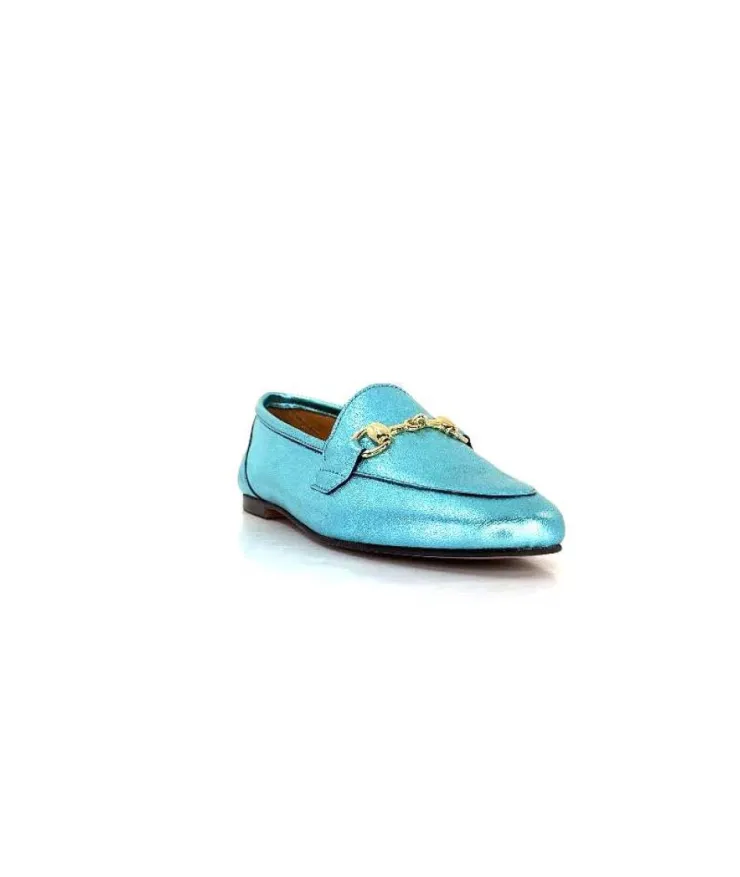 Ivoire0209b Ivoire 12588 Cuir Metal Azul*Femme Mocassins