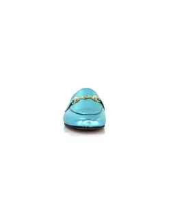 Ivoire0209b Ivoire 12588 Cuir Metal Azul*Femme Mocassins