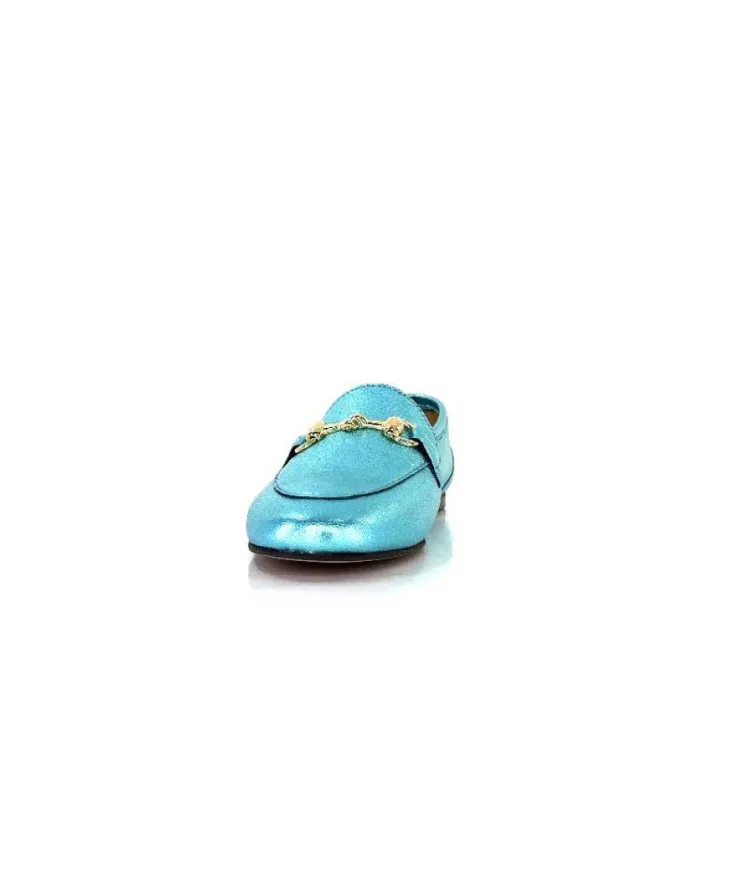 Ivoire0209b Ivoire 12588 Cuir Metal Azul*Femme Mocassins
