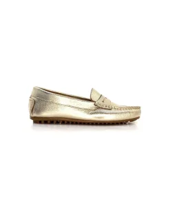 Ivoire0209b Ivoire 10322 Cuir Metal Platine*Femme Mocassins