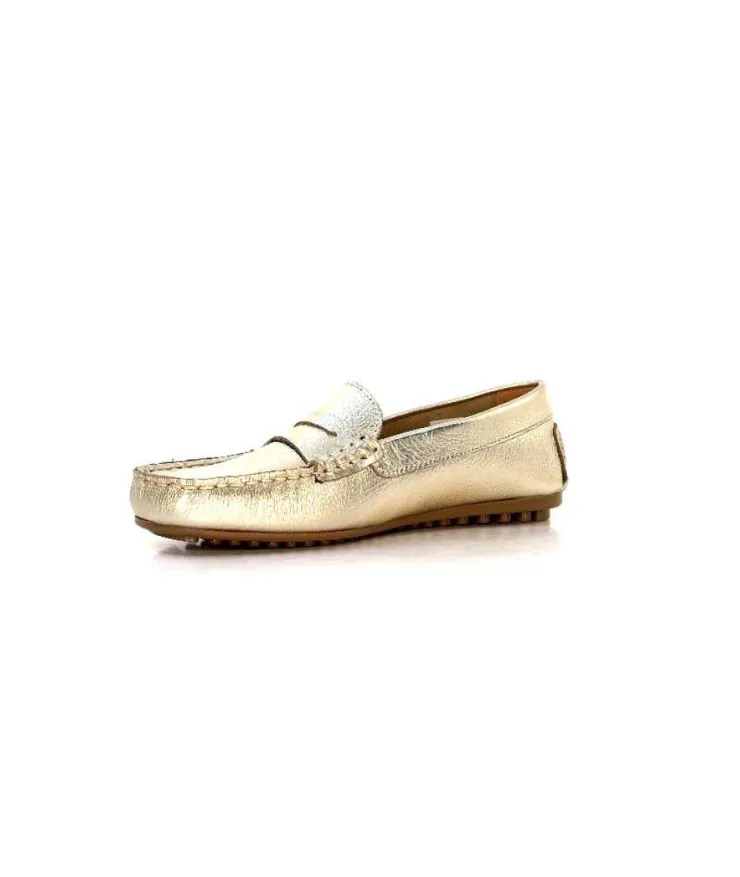 Ivoire0209b Ivoire 10322 Cuir Metal Platine*Femme Mocassins