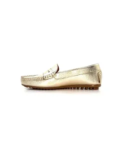 Ivoire0209b Ivoire 10322 Cuir Metal Platine*Femme Mocassins