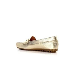 Ivoire0209b Ivoire 10322 Cuir Metal Platine*Femme Mocassins