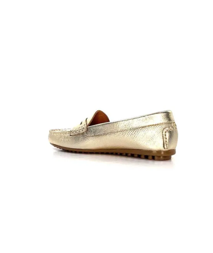 Ivoire0209b Ivoire 10322 Cuir Metal Platine*Femme Mocassins