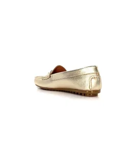 Ivoire0209b Ivoire 10322 Cuir Metal Platine*Femme Mocassins