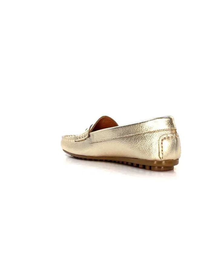 Ivoire0209b Ivoire 10322 Cuir Metal Platine*Femme Mocassins