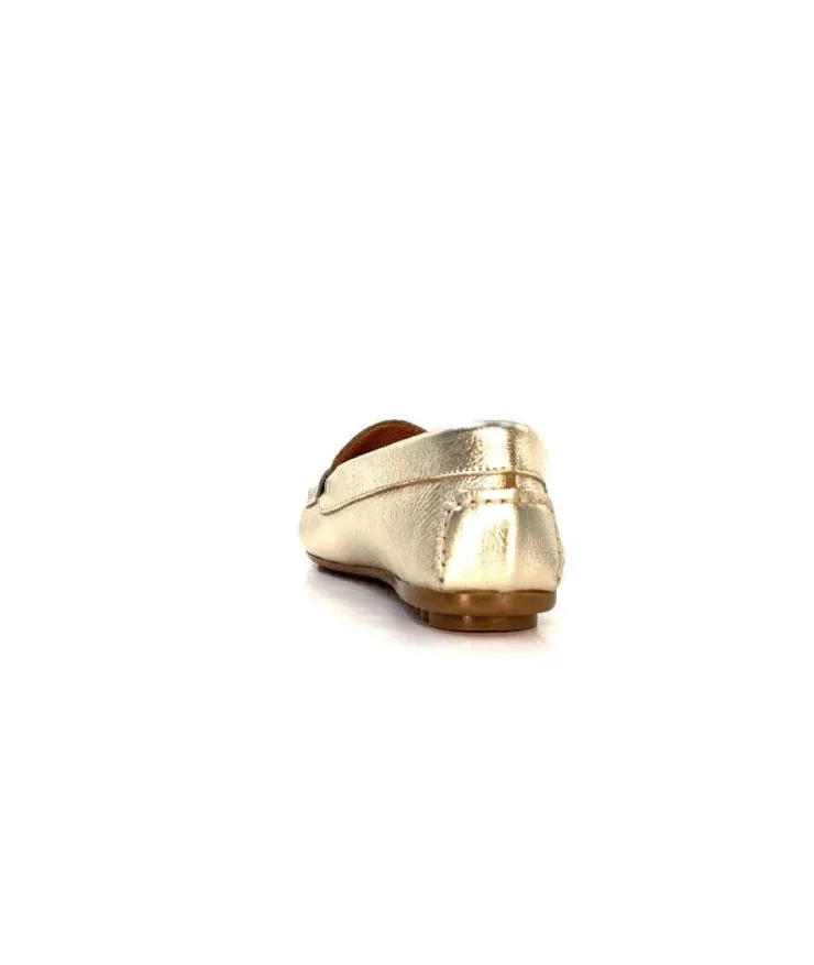 Ivoire0209b Ivoire 10322 Cuir Metal Platine*Femme Mocassins
