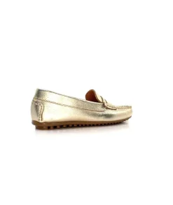 Ivoire0209b Ivoire 10322 Cuir Metal Platine*Femme Mocassins