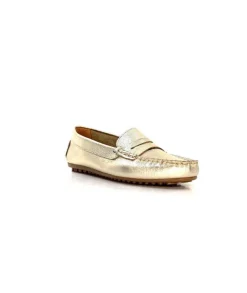 Ivoire0209b Ivoire 10322 Cuir Metal Platine*Femme Mocassins