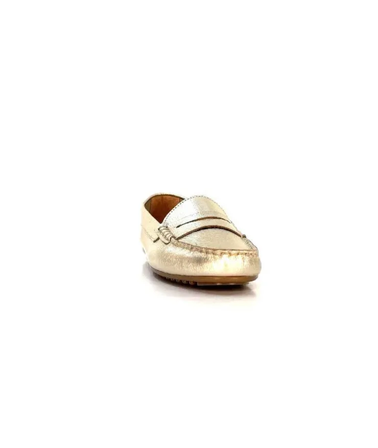 Ivoire0209b Ivoire 10322 Cuir Metal Platine*Femme Mocassins