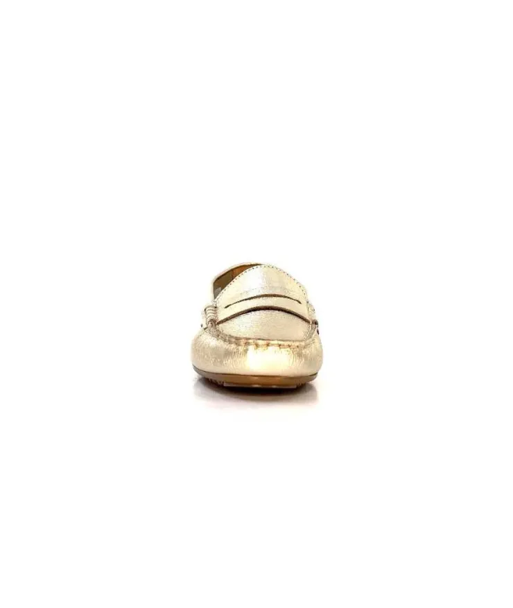 Ivoire0209b Ivoire 10322 Cuir Metal Platine*Femme Mocassins