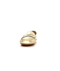 Ivoire0209b Ivoire 10322 Cuir Metal Platine*Femme Mocassins