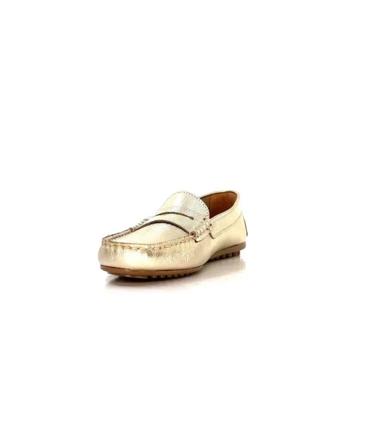Ivoire0209b Ivoire 10322 Cuir Metal Platine*Femme Mocassins