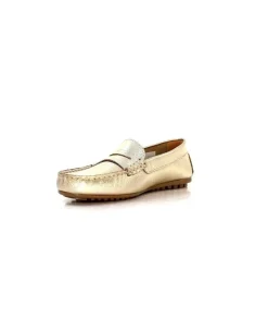 Ivoire0209b Ivoire 10322 Cuir Metal Platine*Femme Mocassins