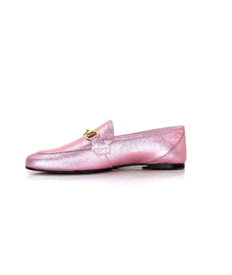 Ivoire0209b Ivoire 12588 Cuir Metal Rose*Femme Mocassins