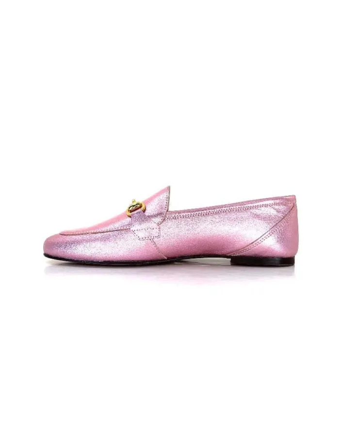 Ivoire0209b Ivoire 12588 Cuir Metal Rose*Femme Mocassins