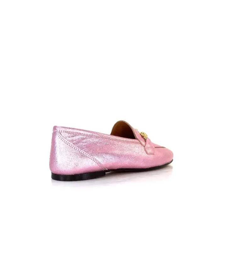 Ivoire0209b Ivoire 12588 Cuir Metal Rose*Femme Mocassins