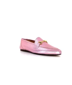Ivoire0209b Ivoire 12588 Cuir Metal Rose*Femme Mocassins