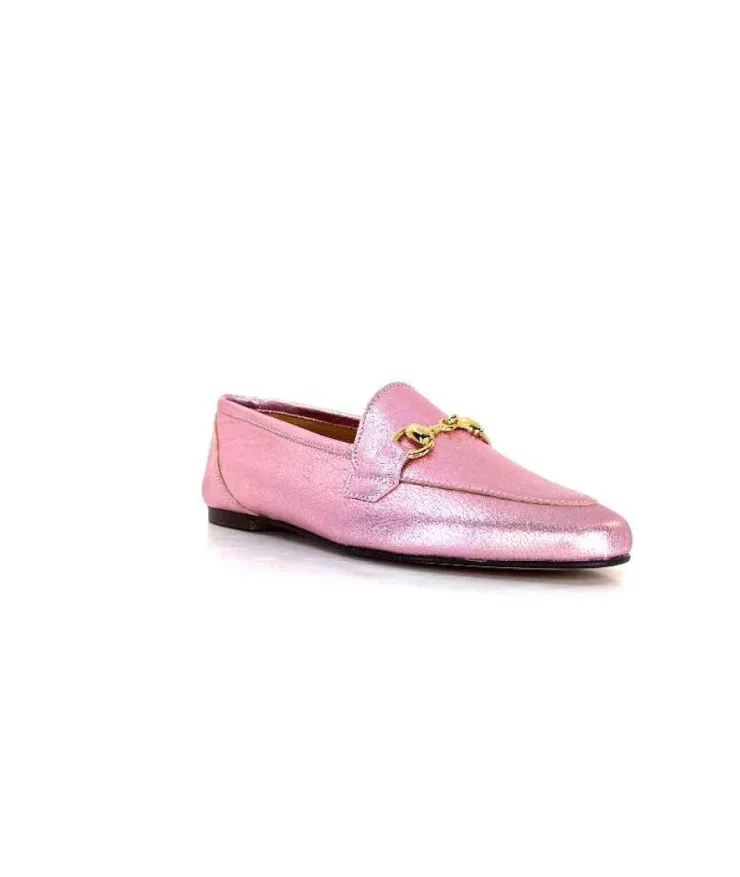 Ivoire0209b Ivoire 12588 Cuir Metal Rose*Femme Mocassins