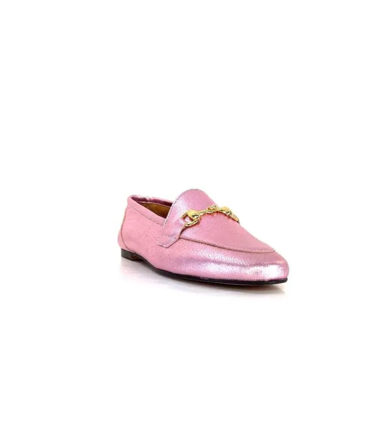 Ivoire0209b Ivoire 12588 Cuir Metal Rose*Femme Mocassins