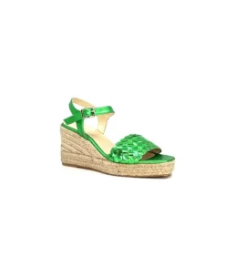 Ivoire0303 Ivoire 23327 Cuir Metal Vert*Femme Sandales
