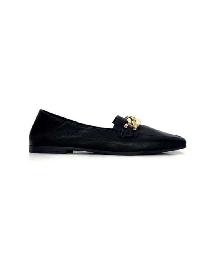 gloria Ivoire 97576 Cuir Noir*Femme Mocassins