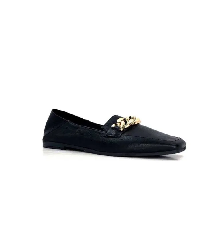 gloria Ivoire 97576 Cuir Noir*Femme Mocassins