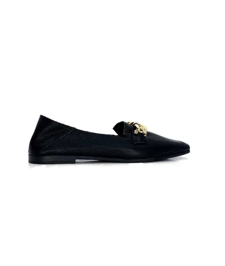 gloria Ivoire 97576 Cuir Noir*Femme Mocassins