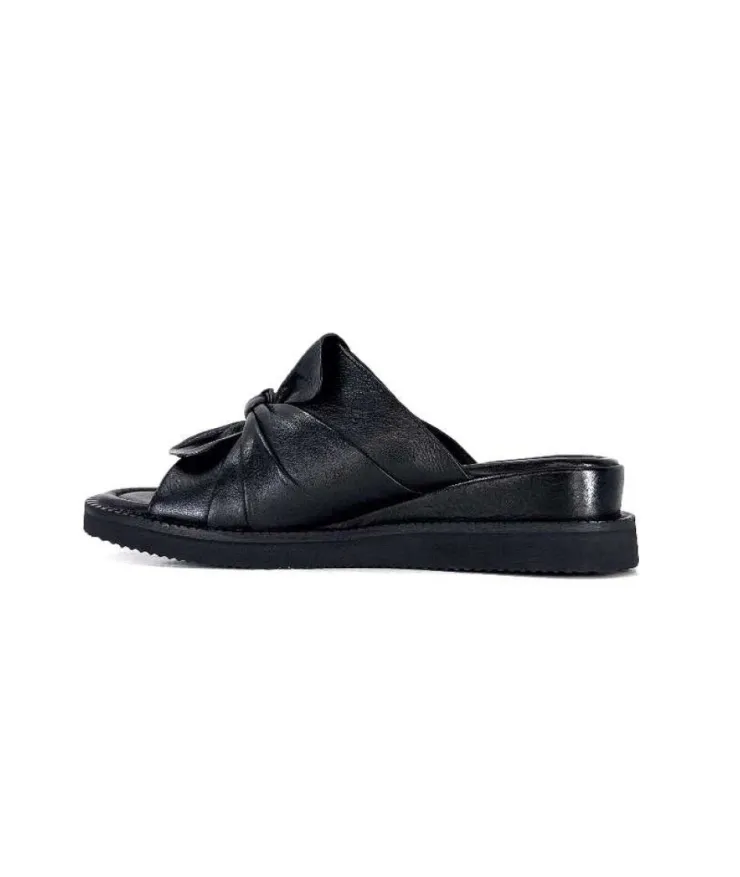 Ivoire-354 Ivoire 107911 Cuir Noir*Femme Mules