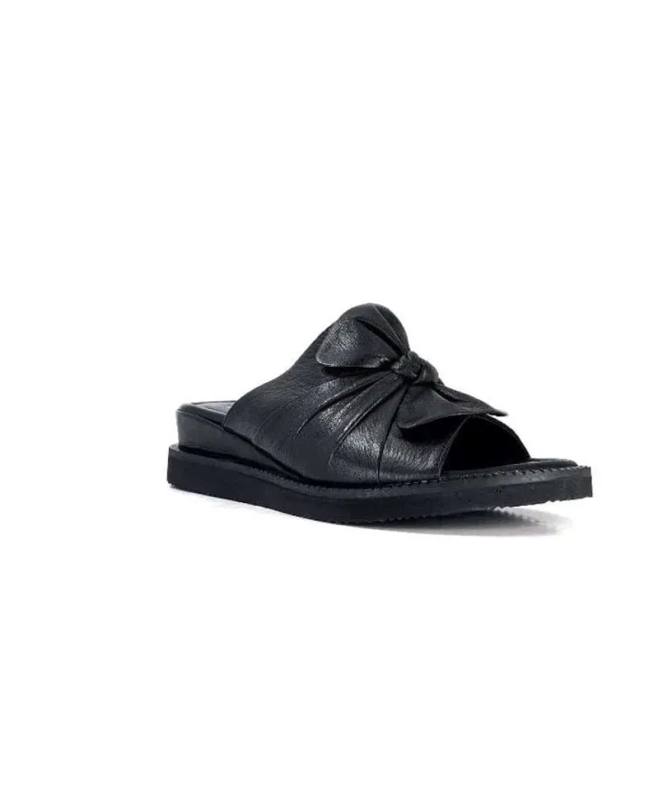 Ivoire-354 Ivoire 107911 Cuir Noir*Femme Mules