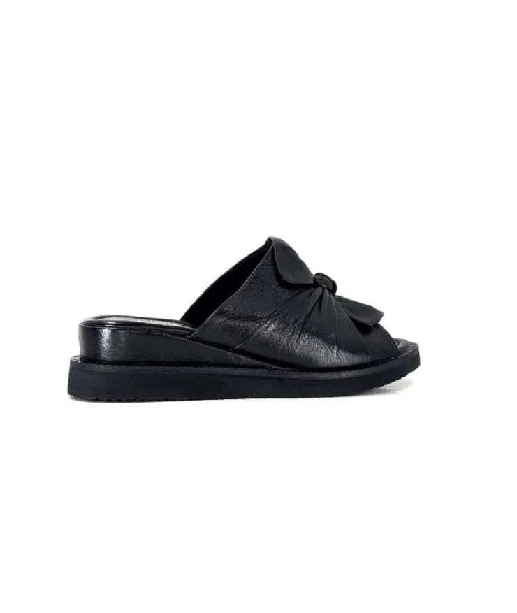 Ivoire-354 Ivoire 107911 Cuir Noir*Femme Mules