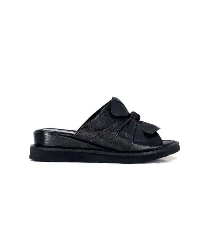 Ivoire-354 Ivoire 107911 Cuir Noir*Femme Mules
