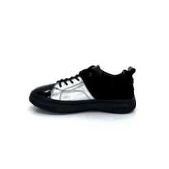 Ivoire0401a Ivoire 500-353 Cuir Noir & Argente*Femme Baskets