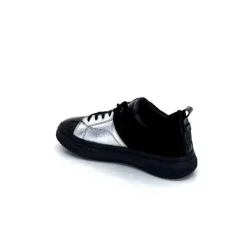 Ivoire0401a Ivoire 500-353 Cuir Noir & Argente*Femme Baskets