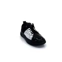 Ivoire0401a Ivoire 500-353 Cuir Noir & Argente*Femme Baskets