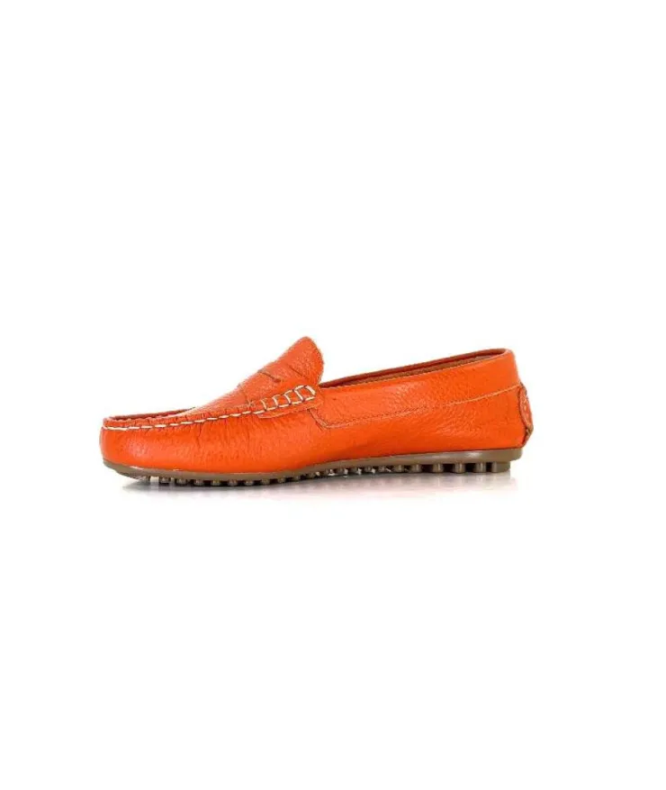 Ivoire0209b Ivoire 10322 Cuir Orange*Femme Mocassins