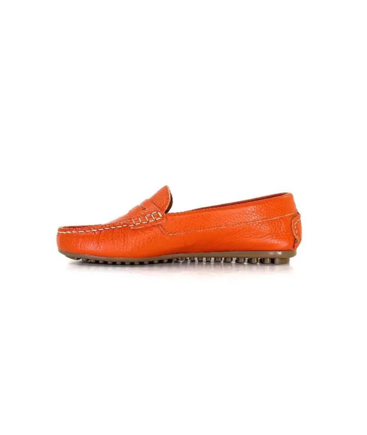 Ivoire0209b Ivoire 10322 Cuir Orange*Femme Mocassins
