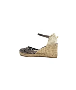 Ivoire0303 Ivoire 23288 Cuir Tresse Grafite*Femme Plateformes