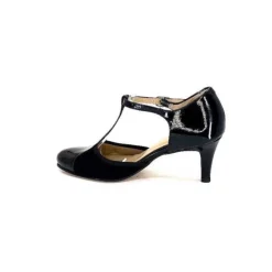 Ivoire0036a Ivoire 1801 Cuir Vernis & Daim Noir*Femme Sandales
