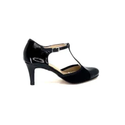 Ivoire0036a Ivoire 1801 Cuir Vernis & Daim Noir*Femme Sandales
