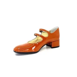 Ivoire0330 Ivoire 914 Cuir Vernis Marrone Orange*Femme Ballerines