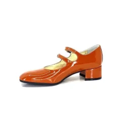 Ivoire0330 Ivoire 914 Cuir Vernis Marrone Orange*Femme Ballerines