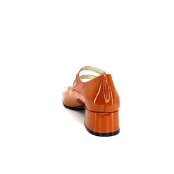 Ivoire0330 Ivoire 914 Cuir Vernis Marrone Orange*Femme Ballerines