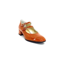 Ivoire0330 Ivoire 914 Cuir Vernis Marrone Orange*Femme Ballerines