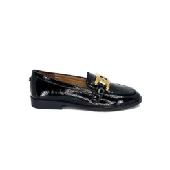 Ivoire0317a Ivoire 2200127-1301 Cuir Vernis Noir*Femme Mocassins