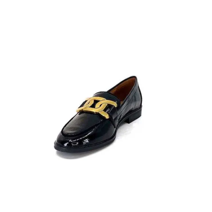 Ivoire0317a Ivoire 2200127-1301 Cuir Vernis Noir*Femme Mocassins