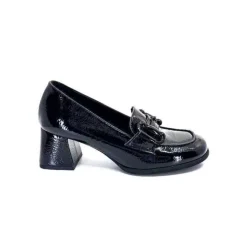 Ivoire0130a Ivoire 204823 Cuir Vernis Noir*Femme Mocassins